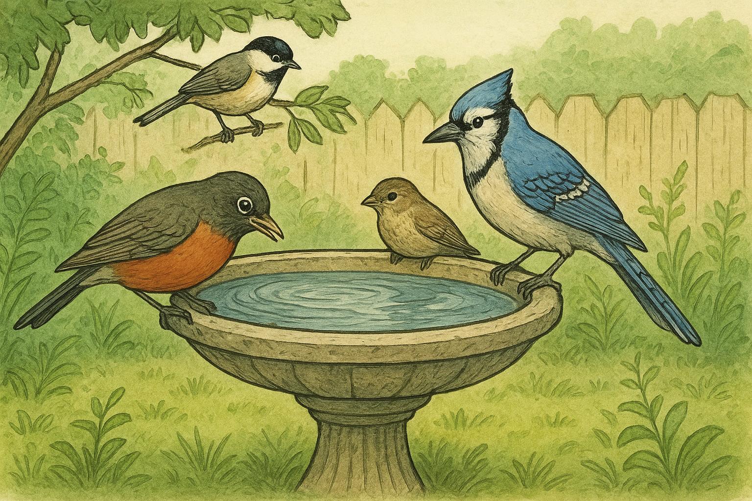 No Valid Option Birds Drinking Water Backyard Birdbath