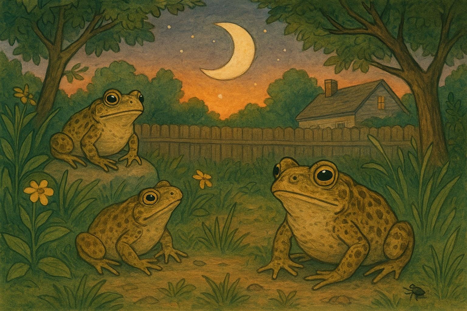 Toads At Dusk A Playful Backyard Guide For Amphibians