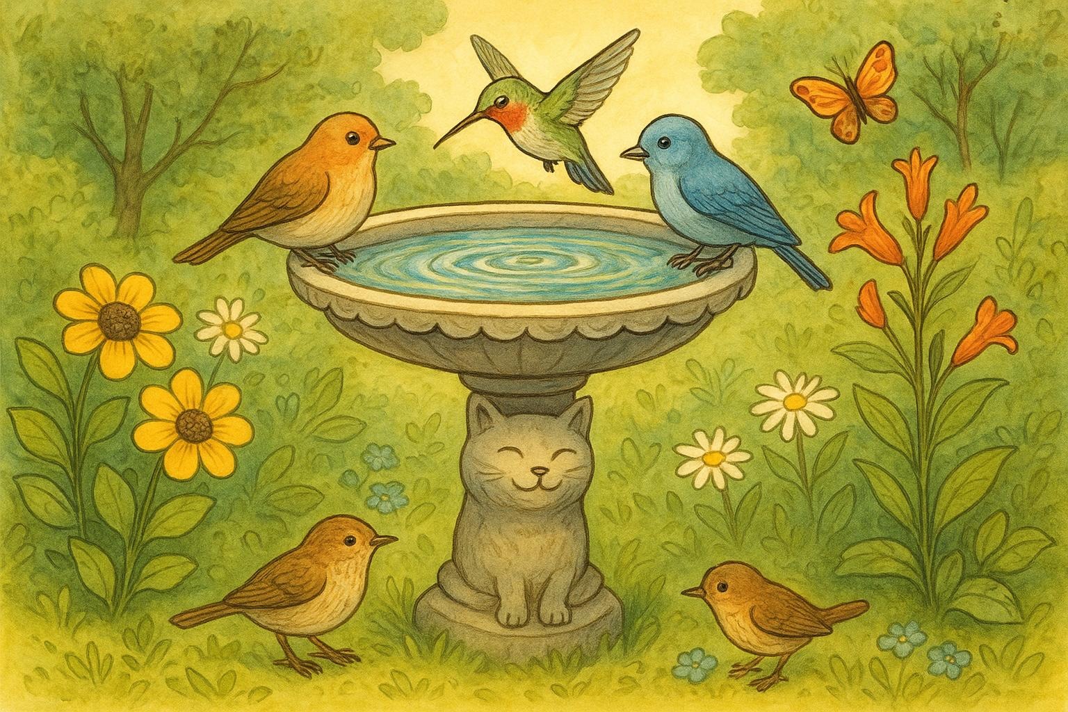 Whimsical Birdbath Oasis For Fresh Garden Wildlife