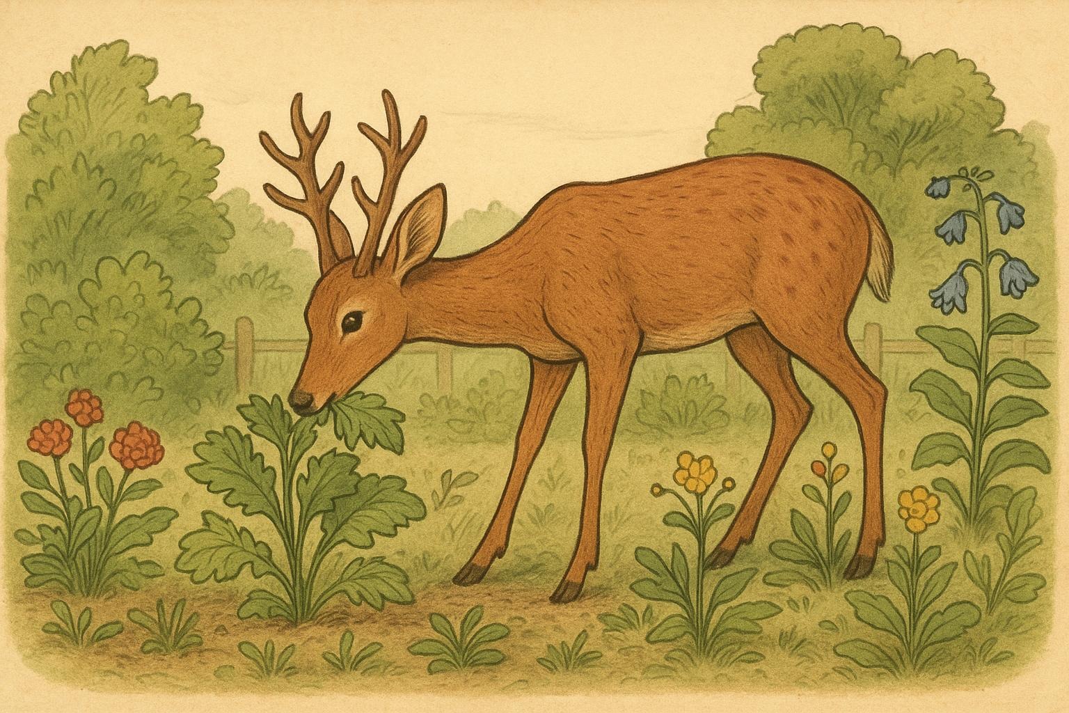 deer eating plants