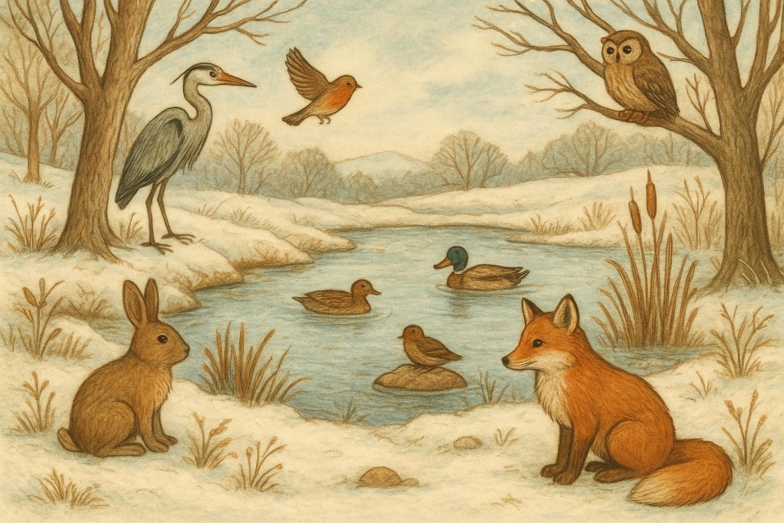Winter Pond Oasis For Wildlife In Cold Seasons All Year