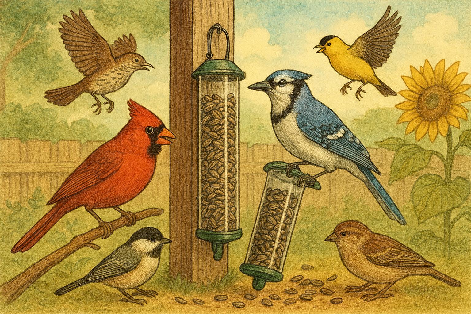 Sunflower Seeds Tubes Spark A Backyard Bird Feeding Frenzy