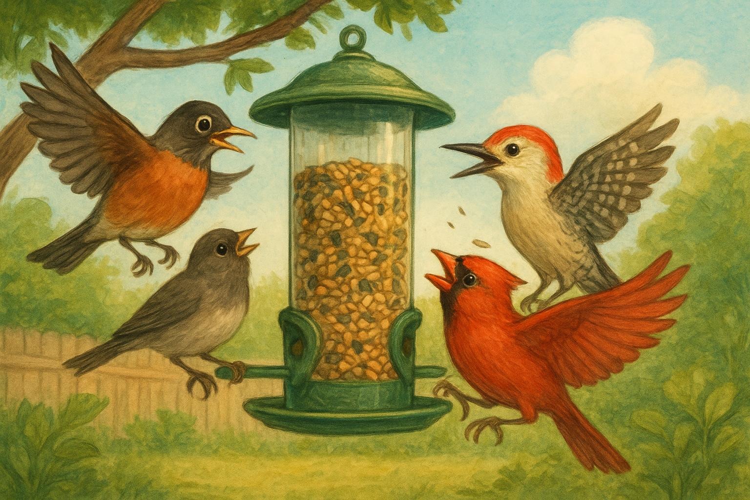 Pecking Order At Feeder Fights In Your Busy Backyard