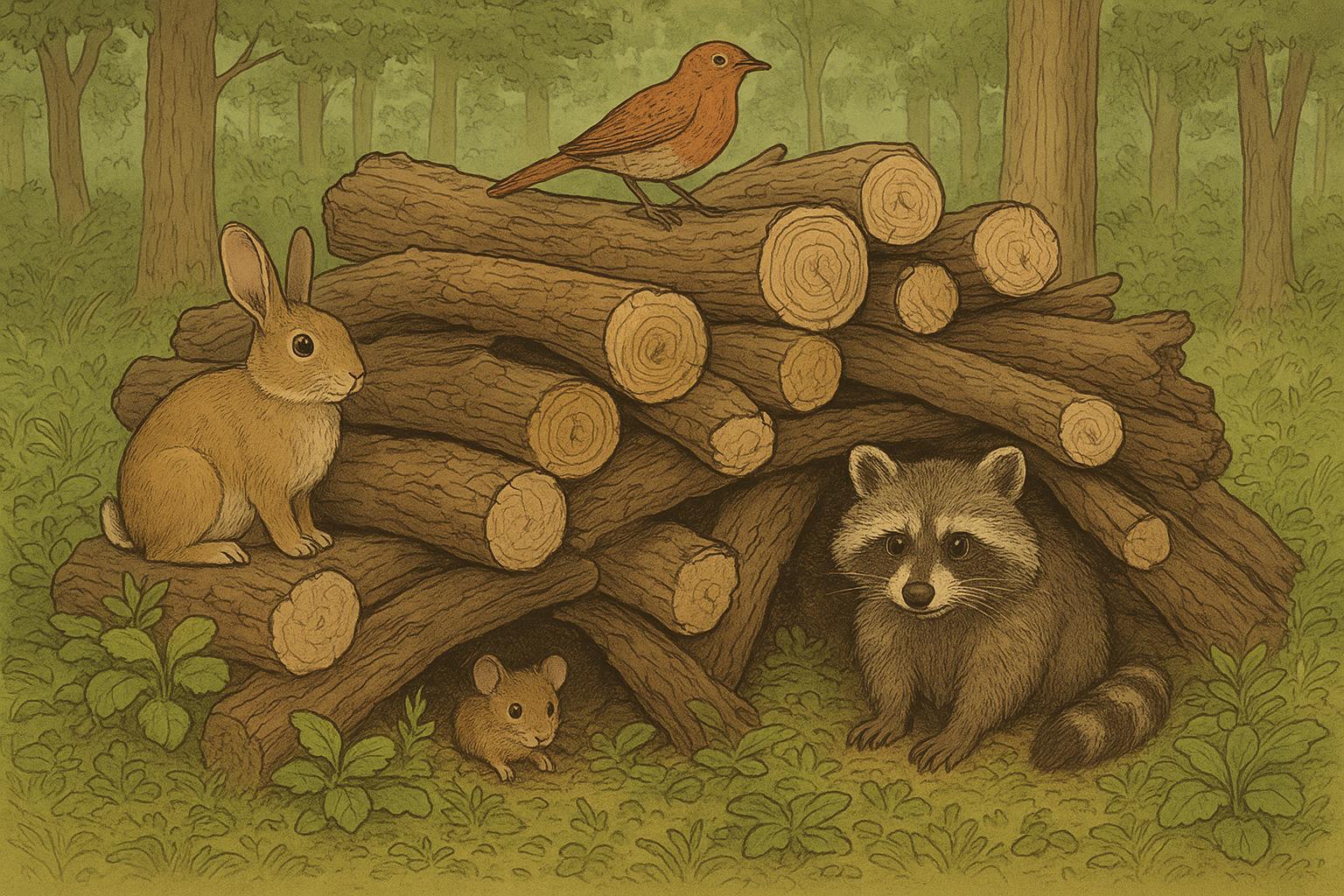 Ground Cover Shelter For Yard Wildlife In Log Pile Habitats