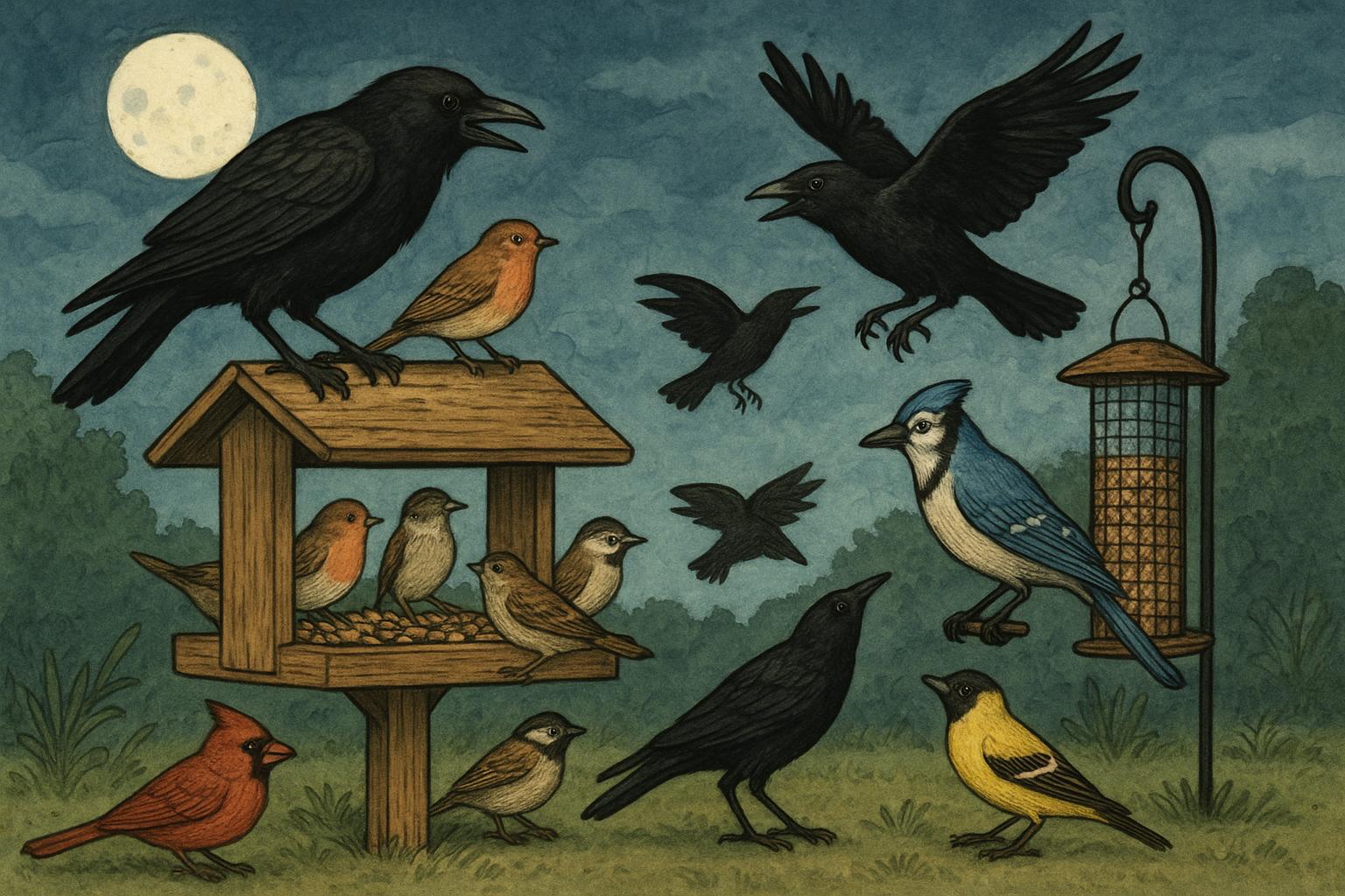 Corvids At Feeders Trigger Backyard Bird Frenzy Tonight